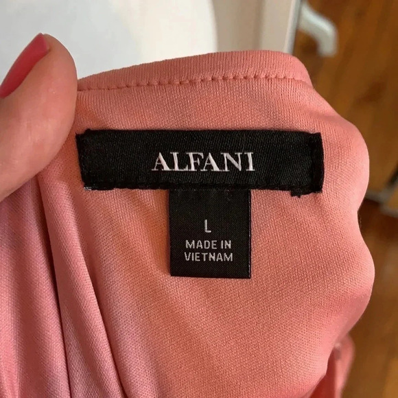 Alfani Pink Abstract Floral Long Sleeve Spring Top Elastic Waist- NWT - Size L - Picture 9 of 10